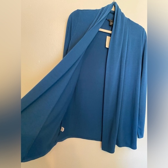 Minimalist Moderncore Ann Taylor Open Front Blue Cardigan Relaxed Fit Knit New - Picture 1 of 10